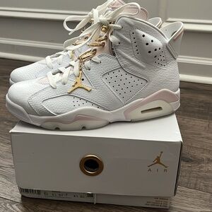 Womens Air Jordan 6 Gold hoops
